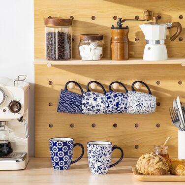 Набір кавових чашок з блюдцями Vancasso Cappuccino SELENE 6шт, 240мл, блакитно-білий вінтаж, порцеляна, для мікрохвильовки та посудомийної машини