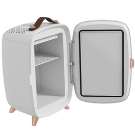 HOMCOM Portable Mini Fridge for Cosmetics, Drinks, and Snacks - Compact Design with Illuminated Mirror, Quiet Operation, 6L Capacity, White