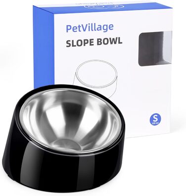 Миска для собак Petvillage з нахилом 15°, неслизька та витікає, знімний стійкий підставник з меламіну, розмір S/0,5 чашки, чорна