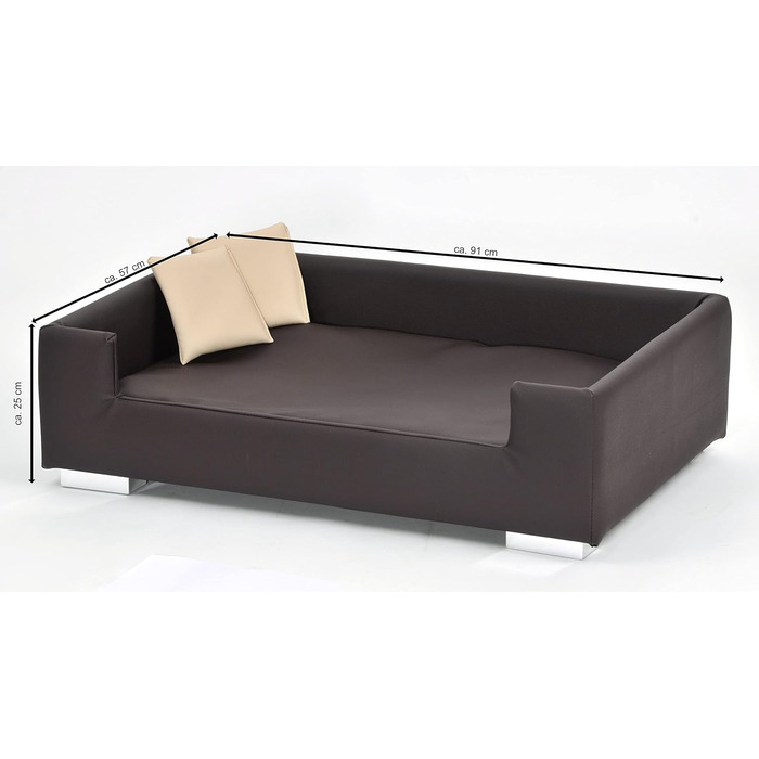 Софа для собак Candy | Лягу для собак, диван для максимального комфорту | М'яка подушка для собак з бортиком, ідеальна як переноска для собак | Корзина та ліжко для собак маленьких порід (Коричневий)