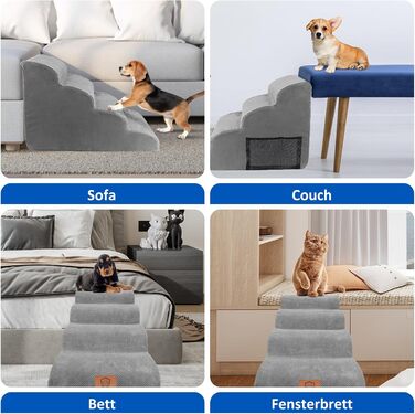 Dog stairs, dog stairs 50cm high, pet stairs 4 steps, removable non-slip foam dog ramp, dog stairs for small dogs and cats, washable cat stairs