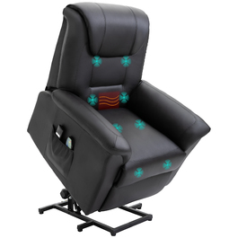 HOMCOM Recliner Chair with Rise Function, Electric Massage Chair with Heating Function, Adjustable, TV Chair with Remote Control