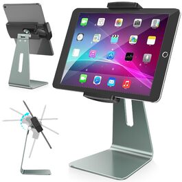 Регульована підставка для планшета AboveTEK з алюмінію, поворотна на 360° для iPad Pro/Air/Mini, Galaxy Tab (7–12,9 дюймів), сіра — для офісу, кухні та магазинів