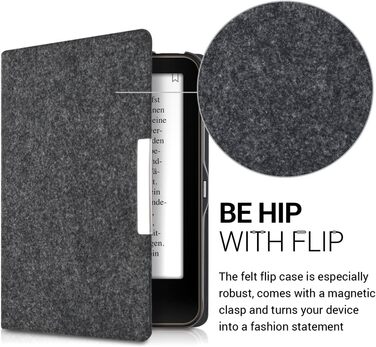 Чохол kwmobile для Tolino Vision 1/2/3/4 HD: захисна обкладинка з фетру, сірий колір