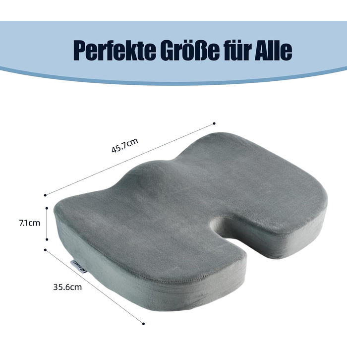 Подушка для попереку та сидіння Egret з Memory Foam для офісного крісла та авто, сіра. Підтримка спини, корекція постави, зняття болю.