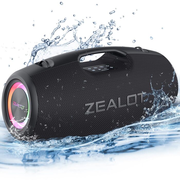 ZEALOT Bluetooth колонка 120W: Водонепроникна портативна колонка з басами, підсвіткою для пляжу, кемпінгу, подарунок
