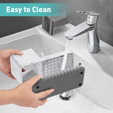 Тримач для зубних щіток у ванну кімнату, органайзер, підставка для електричної зубної щітки з отвором для зливу, знімний органайзер для ванної, кухні та сім'ї (Сірий) (Сірий мармуровий малюнок)