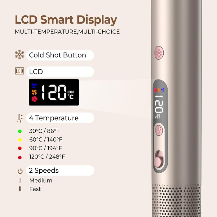 UKLISS Airstyler Pro 7 в 1: професійний фен-щітка з іонізацією, 1400W, для створення локонів, випрямлення та сушіння волосся (Золотий)