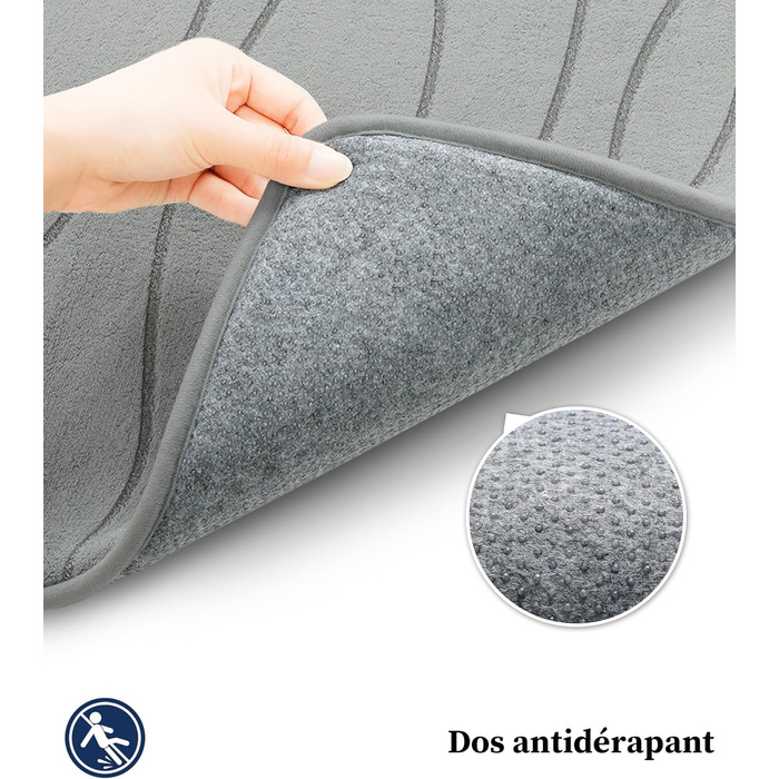 Килимок для ванної кімнати chakme з ефектом пам'яті, антиковзаючий та вбираючий м'який килим у ванну, що переється (60x150 см, сірий)