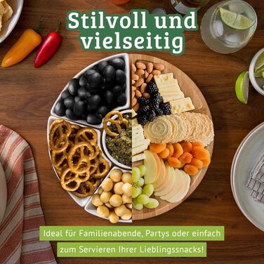 Snack Server - 26 cm - Multiple bowls with space for delicious snacks - Rotating serving platter with high-quality ceramic bowls - Perfect for snacks, dips, fruit and much more