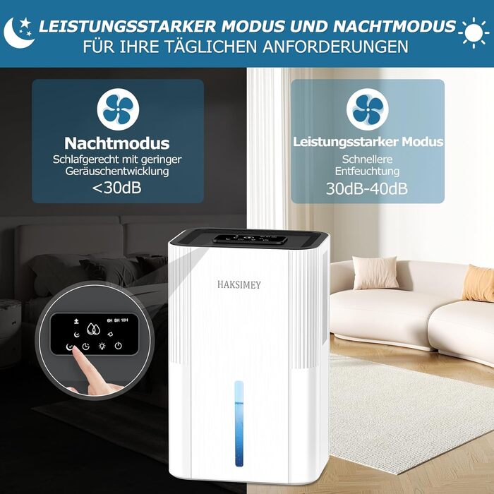 Електричний осушувач повітря 2800 мл | Тихий осушувач для дому з авто-розморожуванням та таймером | Осушувач для підвалу, ванної кімнати | 7-кольорове LED підсвічування з нічним режимом, 500 мл/на добу