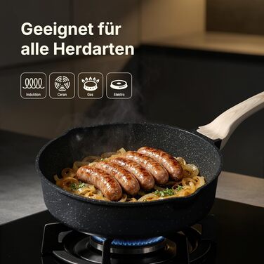 Набір посуду CAROTE з антипригарним гранітним покриттям, 12 предметів, чорний