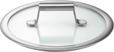 Набір каструль WMF Comfort Line для індукційних плит з кришкою з термоскла, Cromargan нержавіюча сталь, маркування об'єму, стійкий до подряпин, можна складати, без антипригарного покриття. Включає каструлю для тушкування 20 см