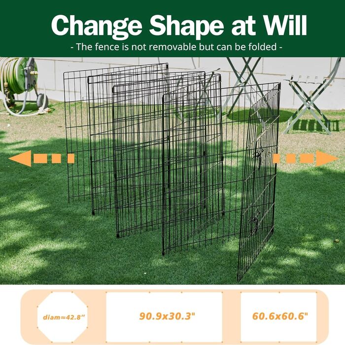 Клітка для собак PJYuCien, 8 панелей, 91.4 см, металева, складна, з підстилкою та верхньою кришкою, для дому та вулиці, підходить для середніх собак