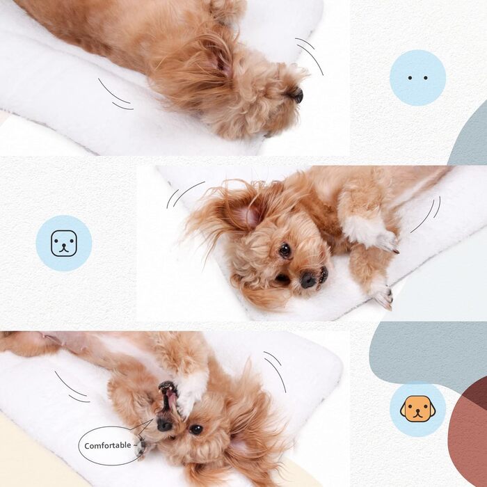 М'який килимок для собак та котів 60x80 см, білий з принтом кісток, машинне прання