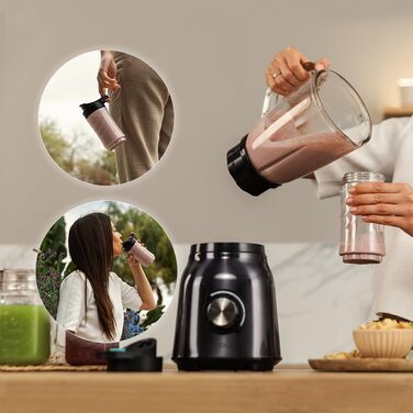Cecotec Power Black Titanium 1300Max Stand Mixer - 1300W, 1.5L, 2 Speeds, Titanium Blades, Pulse Function, Ice Crushing