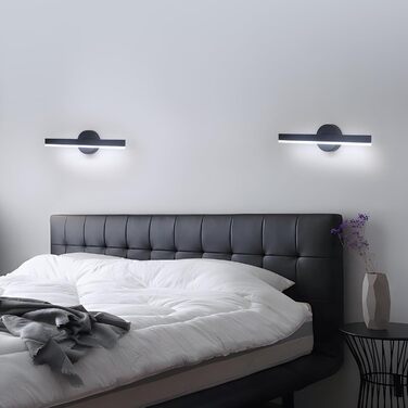 LED дзеркальна лампа Riserva 12W для ванної кімнати, поворотна 300°, 38 см, тепле світло 3000K, чорний колір