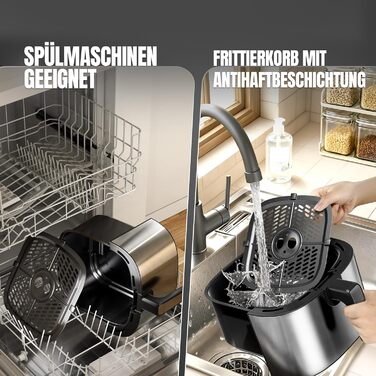 Фритюрниця повітряна HEINRICHS 9 літрів XXL з LED-дисплеєм, 10-в-1, 1800W, для здорового харчування, з таймером