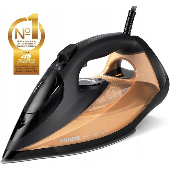 Парова праска 2800 Вт, потужний паровий удар 250 г, підошва SteamGlide Elite