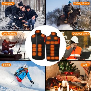 Електрична гріюча жилетка GuKKK з акумулятором 16000 mAh, 3 режими нагріву, USB зарядка, 21 зона нагріву, для катання на конях, лиж та активного відпочинку на вулиці