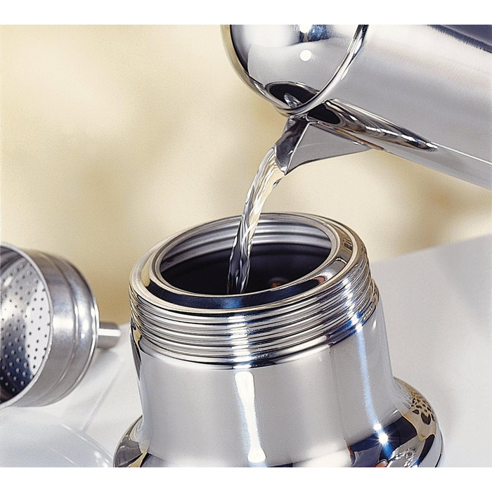 Cilio AIDA Espresso Maker 4 Cups | Polished Stainless Steel | Suitable for all stovetops, including induction | Ø 9cm, H:17.5cm | Italian Coffee Machine | Cafetera Polished Stainless Steel 4 Cups