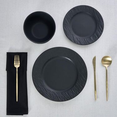 Набір посуду Karaca Solem 18 предметів, чорний, з тисненням, для 6 осіб