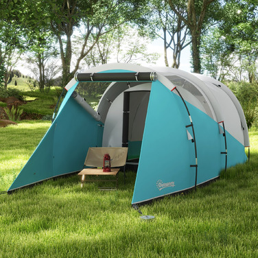 Намет Outsunny Tunnelzelt на 5 осіб, 180H x 460L x 230W см, стійкий до УФ-випромінювання, з кілками, відтяжками, сумкою для перенесення, водовідштовхувальний, Синій | Aosom