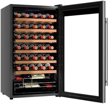 Cecotec Bolero Grandsommelier 34 Bottle Wine Refrigerator - Stainless Steel Compressor Cooler with Adjustable Temperature (5-18°C), Touch Control, LED Interior Lighting