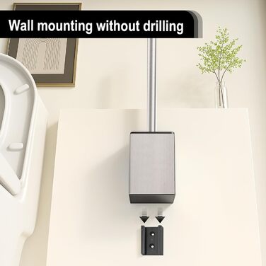 Настінна щітка для туалету DAZI з кріпленням без свердління, нержавіюча сталь, сучасний дизайн, знімний внутрішній стаканчик для легкості догляду та прибирання (золотий та нікелевий колір)