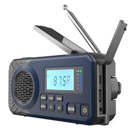 Радіо на механічній ручці Kurbelradio з акумулятором 5000 mAh (Синій) | AM/FM/SW, USB, живлення від батарей, аварійний набір, ліхтарик, зарядка для телефону