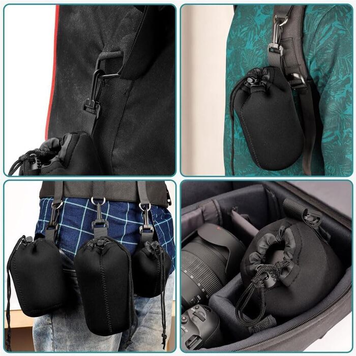 Набір чохлів для об'єктивів камери (4 шт.) - S, M, L, XL, водонепроникні, з підкладкою