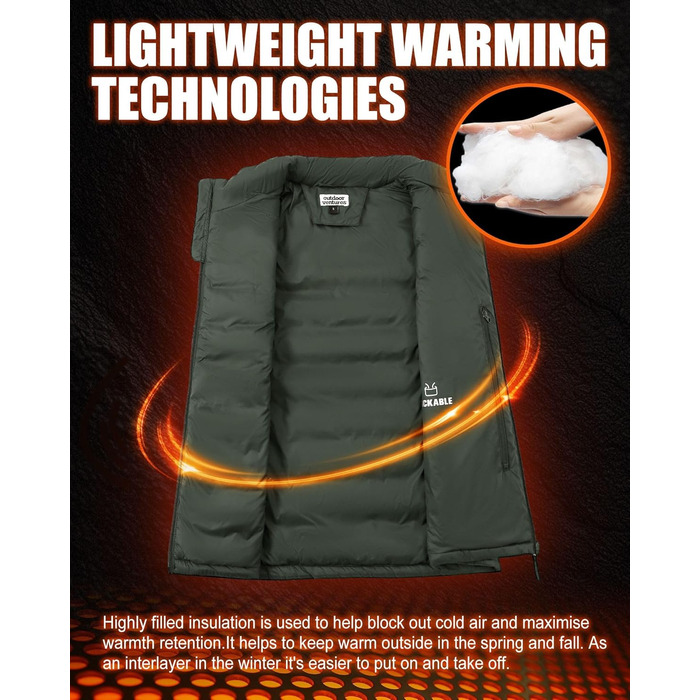 Стежка жилетка Outdoor Ventures для жінок, армійного кольору, розмір XL - тепла спортивна жилетка для туризму та велоспорту