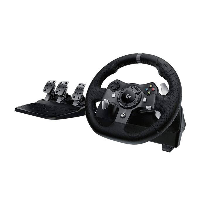 Руль Logitech G920 Driving Force для Xbox Series X|S, Xbox One, PC, Mac. Двомоторний Force Feedback, 900° кут повороту, регульовані педалі, UK-штекер.