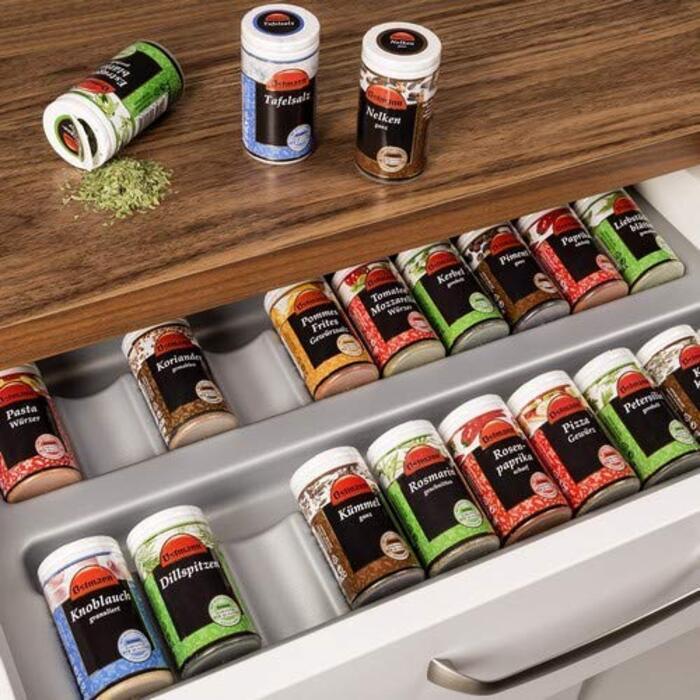 Органайзер для столових приборів Orga-Box сріблясто-сірий для шухляди 80 см (473,5 x 694 мм), сумісний з Nobilia (2012-2024) + вставка для спецій (60 см)