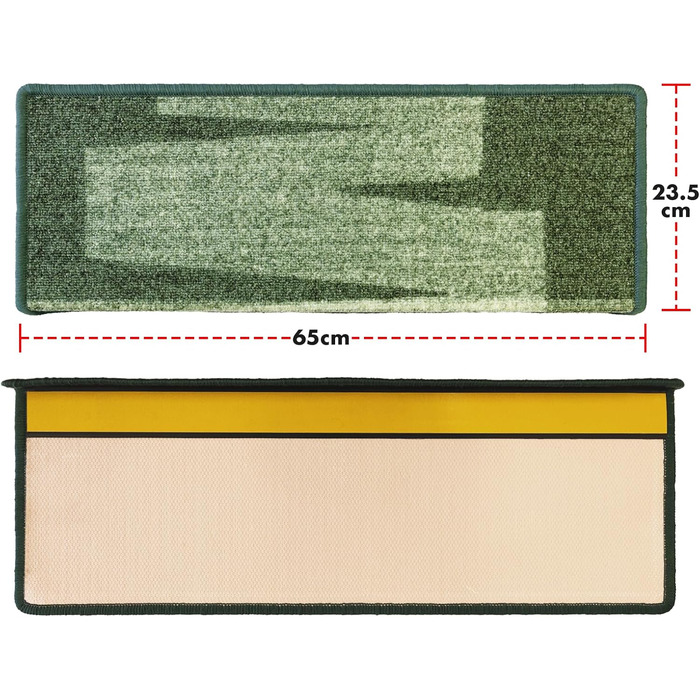 Набір килимків для сходів Floordirekt Via Veneto (15 шт.) з ефектом мазків пензля | 65 x 23,5 см, зелений | стабільна фіксація, кутова рейка