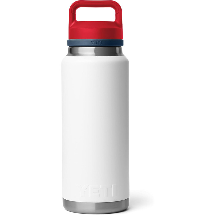 Термос-пляшка YETI Rambler із вакуумною ізоляцією та герметичною кришкою, нержавіюча сталь, 1020 мл (Білий/Синій/Червоний)