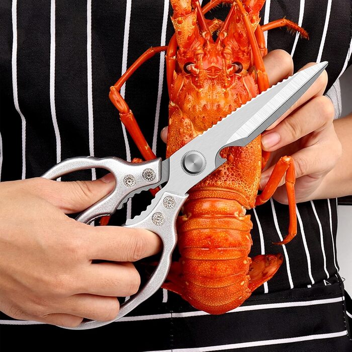 Ніж-ножиці кухонні з нержавіючої сталі, універсальні, з відкривачем для пляшок, для птиці, риби, м'яса, зелені, горіхів, миються в посудомийній машині, сріблясті
