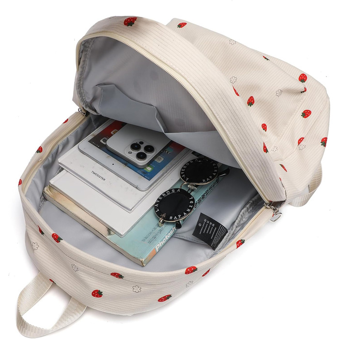 Шкільний рюкзак для дівчаток: легкий, для підлітків, з відділенням для ноутбука (Клубничка)