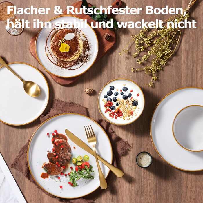 Набір посуду Onader для 6 осіб (18 предметів) - набір столового сервісу з тарілок, мисок, десертних тарілок, бежевий перламутровий, стійкий до миття в посудомийній машині та подряпин