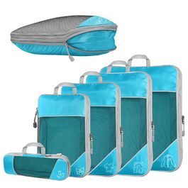 Набір компресійних органайзерів для подорожей 5 шт. (синій) - Куби для валіз, рюкзаків, легкі сумки для зберігання