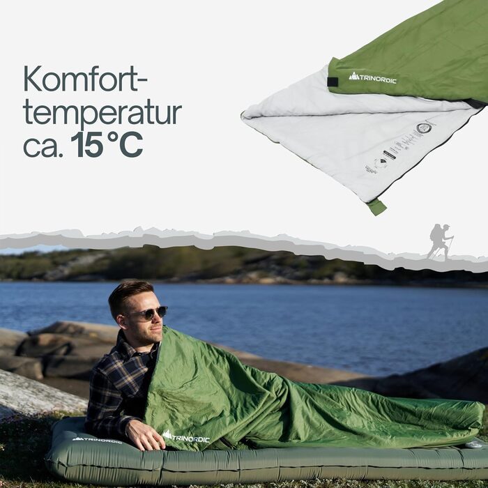 Trinordic 700g Ultralight Down Sleeping Bag - Anti-Snag Zipper - Compact Summer Sleeping Bag for Adults - Outdoor Hiking, Backpacking, Bikepacking & Travel