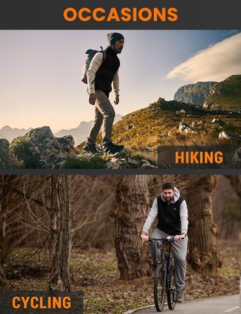 Обогревна жилетка для чоловіків та жінок, 6 зон обігріву, 3 режими температури, чорний колір, розмір S