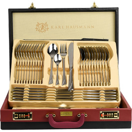 Karl Hausmann 72-Piece Stainless Steel Cutlery Set for 12 People - Dishwasher Safe Silverware Set with Case