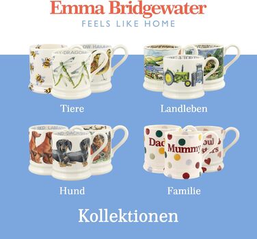 Emma Bridgewater 1/2 Pint Ceramic Coffee Mug Large Stoneware, Cappuccino, Latte, Coffee, Teacup Beautiful Mugs, Birthday Gift Coffee Mug a-Tete & Grape Hyacinth, Ceramic