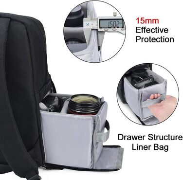 Рюкзак для камери CADeN, водовідштовхуючий, для DSLR Canon, Nikon, Sony, зі штативом, чорний