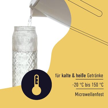 Glass water carafe, 1.2 Liter, glass carafe with lid, silicone lid, height 30.5cm Carafe