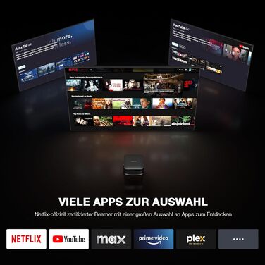 Міні-проектор Smart Beamer 4K з автофокусом та корекцією трапецеїдальних спотворень. Підтримка Netflix, WiFi6, Bluetooth, 25000 люмен, Full HD 1080P. 360° обертання для дому та вулиці. Сумісний з телефоном. Модель A-25000L