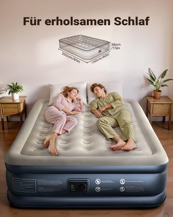Надувний матрац iDOO для 2 осіб з електричним насосом, 152x203x46 см, 295 кг, для кемпінгу