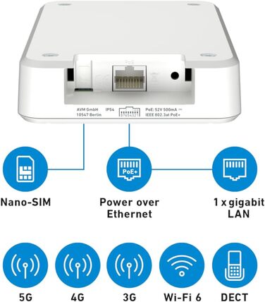 Роутер FRITZ!Box 6860 5G: Wi-Fi 6, LTE, PoE, DECT, захист від пилу та вологи