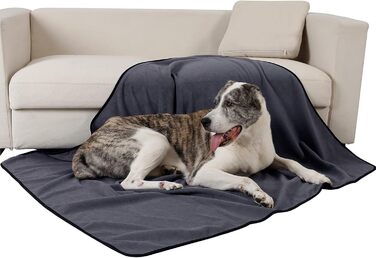 Водонепроникний коврик для собак PETTOM 152x127 см, м'який коврик для великих та маленьких собак, захисний коврик для дивана, ліжка, автокрісла, меблів - прання до 30°C (L, Сірий)